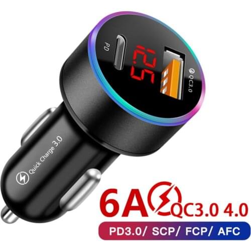 Car Charger 2 Port Digital Display 36W Dual USB QC3.0 PD Car Lighter Mobile Phone Charger Adapter phone Digital Display Charg