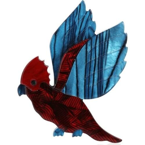 OI Newest Acrylic Parrot Bird Shape Brooches for Women High Quality Animal Corsage Lapel Pin Sweater Bag Suit Accessories
