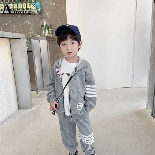 Children Autumn Hooded Jacket Boys Fashion Zipper Pocket Jackets Long Sleeve Outerwear Kids Clothing 2021 Patchwork Stripes Top