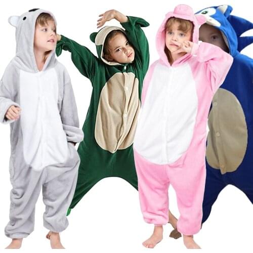 Kids Green Cartoon Cosplay Onesie Unicorn Pajama Children Baby Animal Halloween Sleepwear Boy Girls Raccoon kigurumi