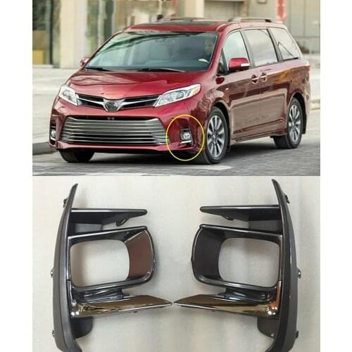 JanDeNing 2pcs Car Front Fog Light lamp Bezel Covers Refit For Toyota Sienna 2018-2020