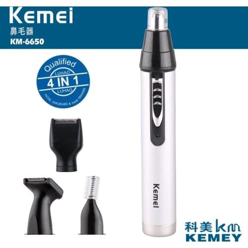 Kemei 4 in 1 rechargeable nose hair trimmer electric shaver hair trimmer mens ear nose hair cutter beard shaver eyebrows tool