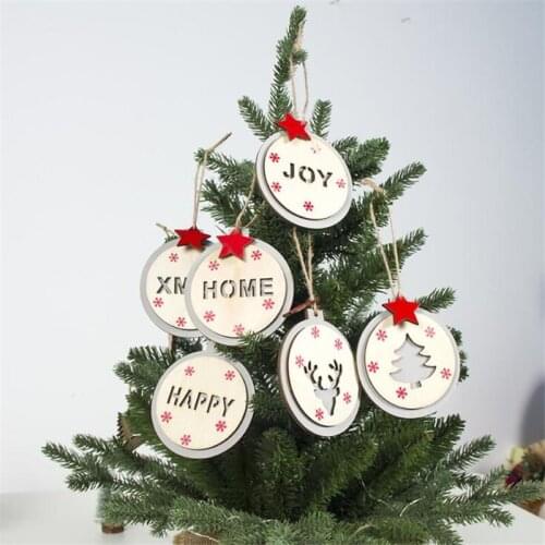 Round Shape Wooden Pattern Christmas Decorations For Home Ornament DIY Wood Crafts For Home Ornaments