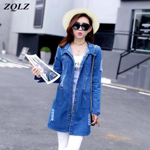 ZQLZ Autumn Oversize Denim Jacket Women Jean Coat Plus Size 3xl 4xl 5xl Long Sleeve Cardigan Spring Overcoat 2020 New Outerwear