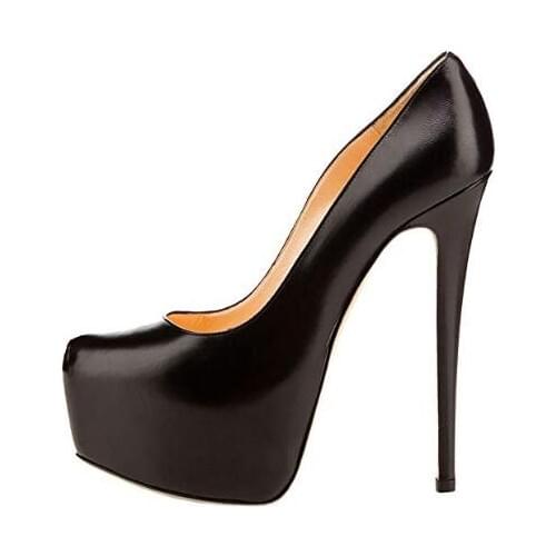 Hot selling black pu leather high heel shoes woman sexy platform pumps 2018 fashion 16cm heels dress shoe purple