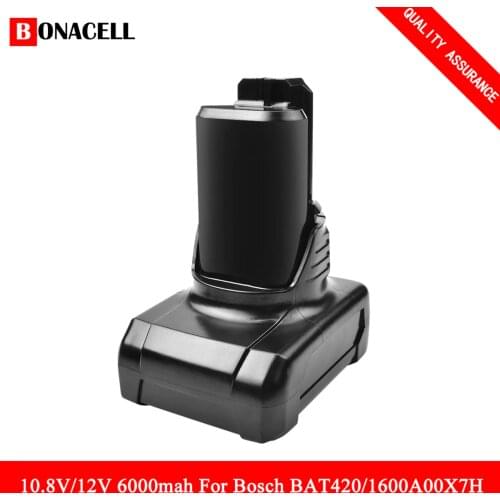 6000mAh 10.8V/12V Li-ion BAT420 Rechargeable Battery for BOSCH BAT411 BAT412A BAT413A D-70745GOP 2607336013 2607336014 PS20-2