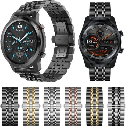 Metal Stainless Steel Strap for TicWatch Pro 2020 Ticwatch GTX Watch Band Watchband for Ticwatch 2 C S2 E2 Bracelet Accessories