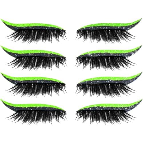 4 Pair Reusable False Lashes Eyeliner And Eyelash Stickers 7 Color Waterproof Eyeliner Eyelash Stickers Easy To Use And Remove