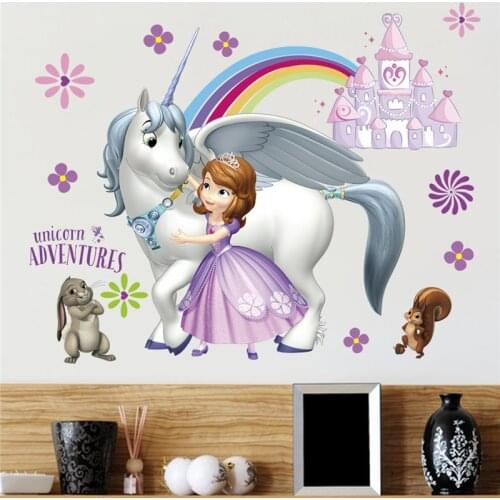 Cartoon Princess Height Measure Sofia Wall Stickers Home Decoration Kids Room Bedroom Mural Art Diy Pvc Growth Chart Wall Decal