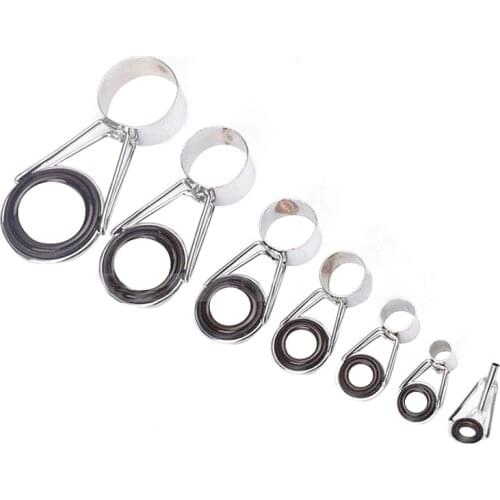 7Pcs Fishing Rod Guides Tip 7 Sizes Telescopic Tip Repair Kit Line Rings Eyes Set
