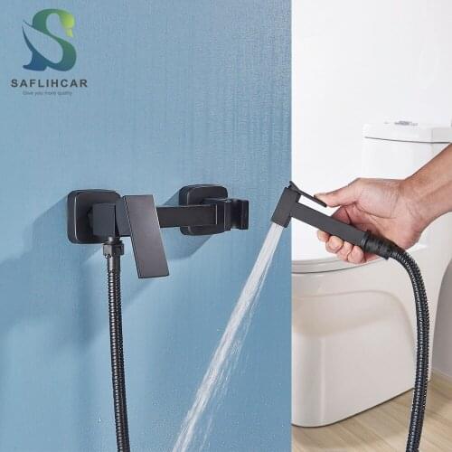 SAFLIHCAR Matte Black Bathroom Bidet Faucet Washer Cleaning Machine Faucet Hot Cold Mixer Tap Toilet Sprayer Head
