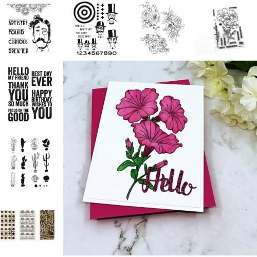 New Nature Petunia Flower Sayings Cutting Dies Stamps Stencil Hot Foil Scrapbook Decoration Embossing Template DIY Make Albums