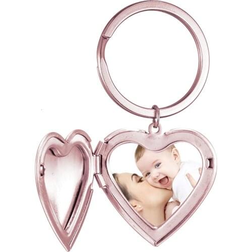 Personalized Heart Keychain DIY Baby Mom Photo Love Keyrings Custom Name Pictures Jewelry Car Key Holder Family Customized Gift