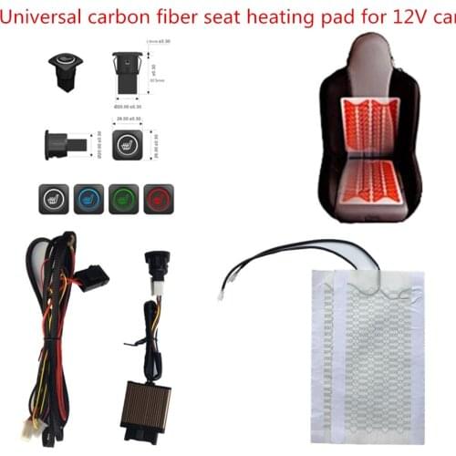 Seat heated heating carbon fiber seat cushion heated pad + New premium switch kit for Universal 12V car OEM seat heater