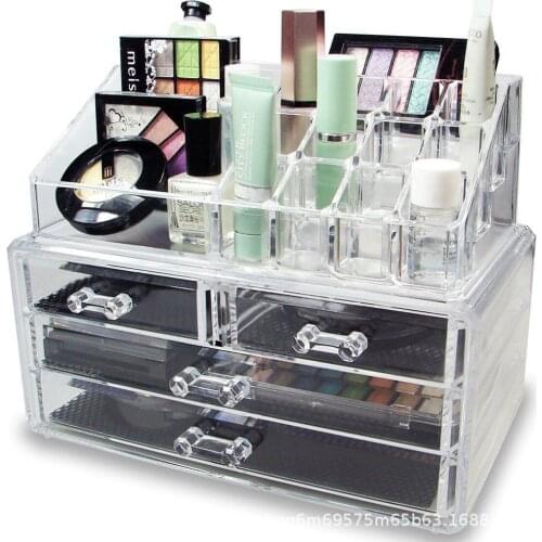 Transparent Makeup Organizer Clear Compact Shelf Blushes Highlighters Eyeshadow Display Stand Cosmetic Storage Box Drawer
