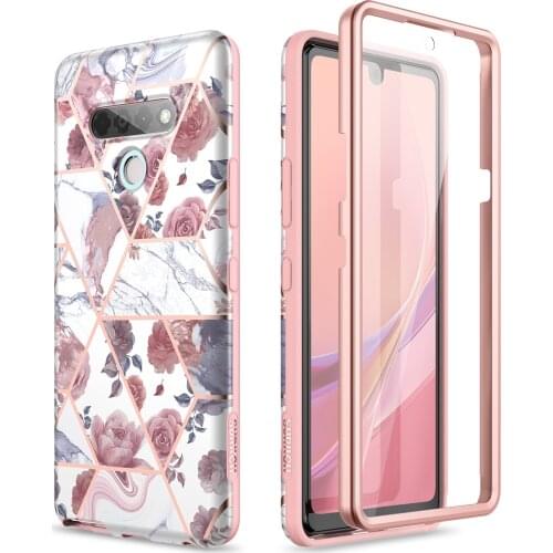 Luxury Heavy Full Protect Case forLG Stylo 6 Case with Built-in screen Protector Film Marble Clear Fashion Cover for LG Stylo 6