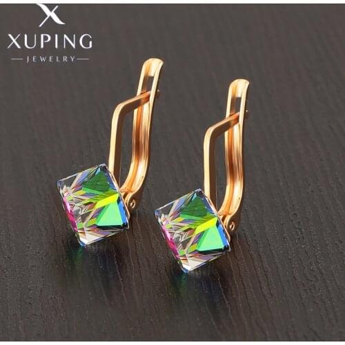 Xuping Jewelry Luxury New Arrivals Square Shaped Charm Style Colorful Crystal Earring for Women Girls 810576594