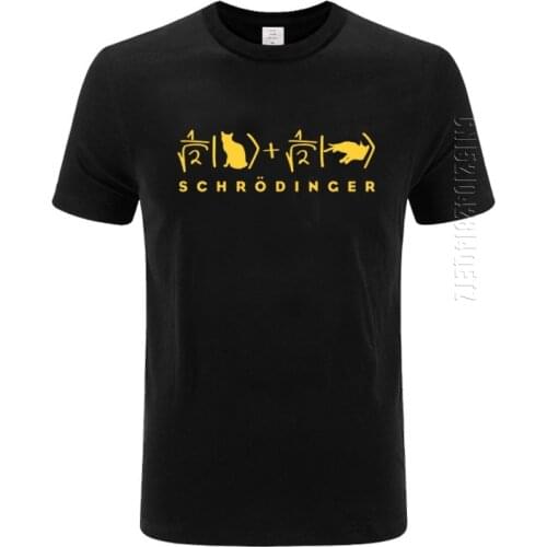 Schrodingers Cat T Shirt For Men Mechanic EU Size 100% Cotton Physics Mechanical Thinking Experiment Crew Neck Tshirt