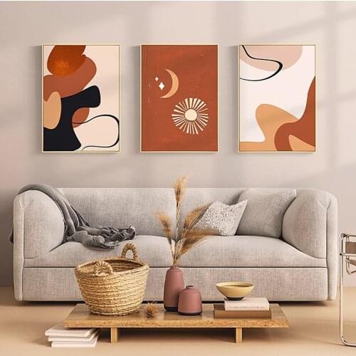 Modern Geometric Abstract Lines Morandi Decorative Canvas Painting For Living Room Decoration Interior Design