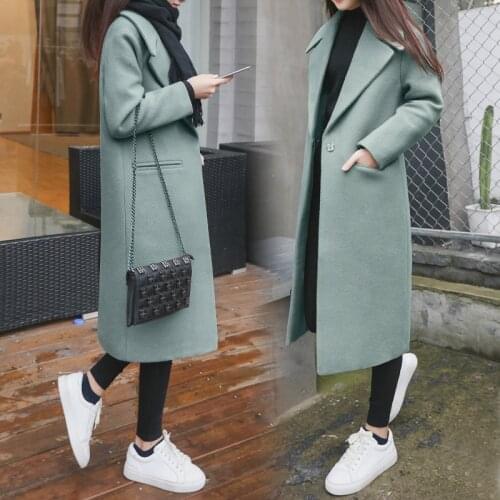 High-end boutique solid color woolen coat womens autumn and winter new long section chic thick warm woolen coat TB190509