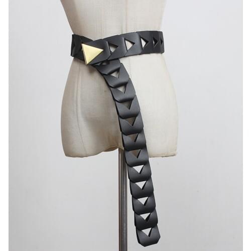 Womens runway fashion hollow out PU leather Cummerbunds female Dress Corsets Waistband Belts decoration wide belt R1631