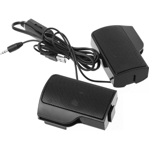 1 Pair Mini USB Powered Line Control Stereo Clip-On Speaker For Notebook Laptop