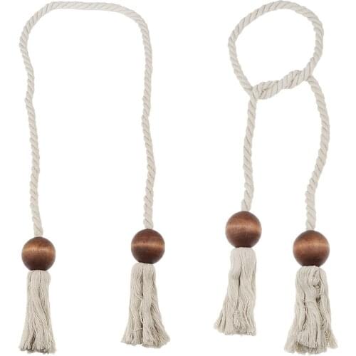 1 Pair Curtain Tie Backs Rope Tiebacks Window Sheer Voile Tassle Holdbacks