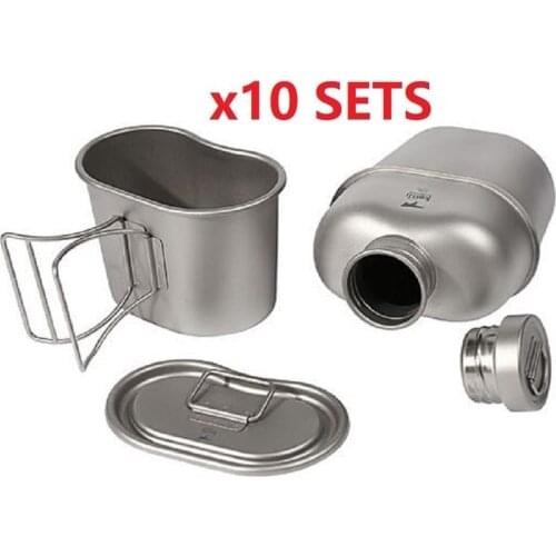 Ultralight Keith Titanium Ti3060 Canteen Mess Kit-1.1L Kettle And 0.7L Lunch Box for Camping Army Military Water Bottle Cup Pot