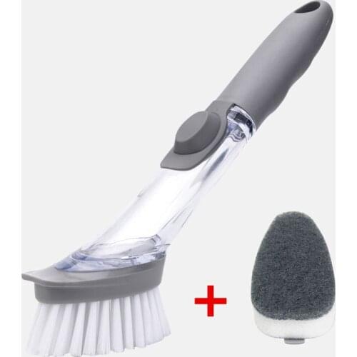 10PCS Dual Purpose Kitchen Cleaning Brush Scrubber Dish Washing Sponge Automatic Liquid Dispenser Pot Cleaning Tool Gadget