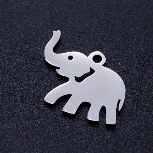 10pcs/lot Stainless Steel Lovely Elephant Charms Metal 12*18 mm Charms Mirror Polished Animal Charms For Jewelry Making