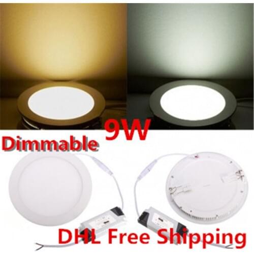 10pcs 9W Dimmable LED Ceiling Light Recessed LED Down Light Panel Light warm White/white/cold White DHL Free Shipping