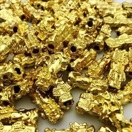 10Pcs Golden Wealth Porsperity Pi Xiu Beads Pi Yao Charm Bracelet DIY Jewelry Making Findingds Loose Bead