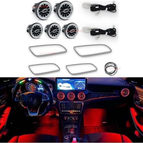 12-color LED Car Air Vent Outlet Turbine Nozzle Atmosphere Lamp For Mercedes-Benz A/CLA/GLA class W176 W117 W156 Ambient Light