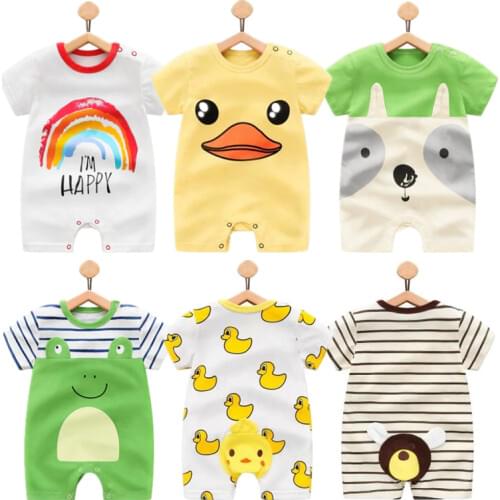 2021 Summer Cartoon Baby Rompers Boy Jumpsuits Short Sleeve 100%cotton Clothes Roupas De Infantil Girl Clothing