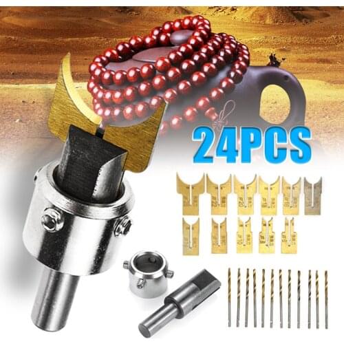 24PCS/Set Wooden Buddha Bead Maker Tool Beads Drill Bit Milling Cutter Kits