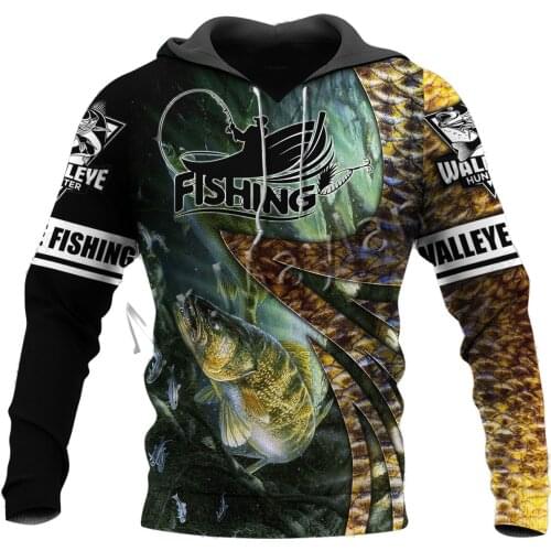 3D Print Fashion Animal Walleye Fishing Art Colorful Men Women Casual Sweatshirt Hoodies Unisex Hipster Zipper Jackets Top S-315