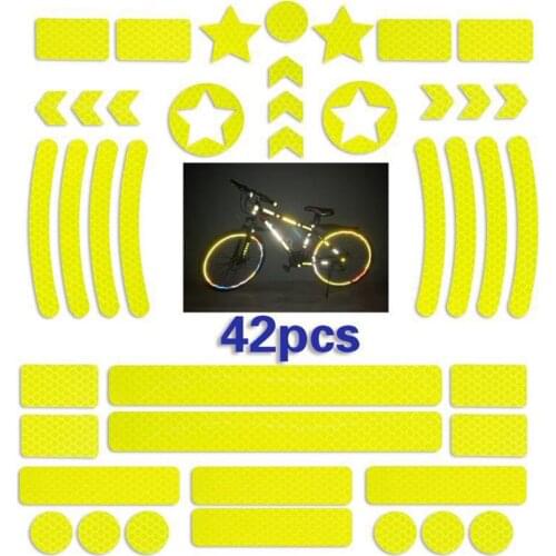 42PCs Bicycle Night Cycling Safety Reflective Sticker Road Bike Scooter Skateboard Body Helmet Stripe Warning Protective Strip