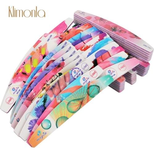 48Pcs/Lot Sandpaper Colorful Pattern Nail Files 100/180 Grit Nail Art Lime A Ongle Sanding Thick Files DIY Beauty Tool Supplier
