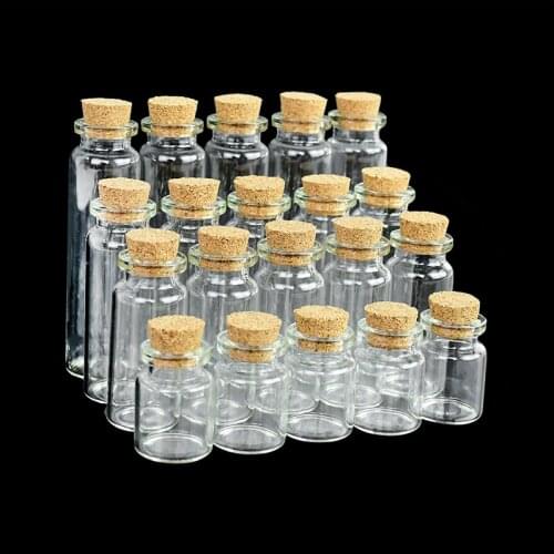5pcs 7/10/12/20ml Mini Clear Glass Drifting Bottles With Cork Stopper Small Jars For Christmas Wedding Birthday Party Decoration