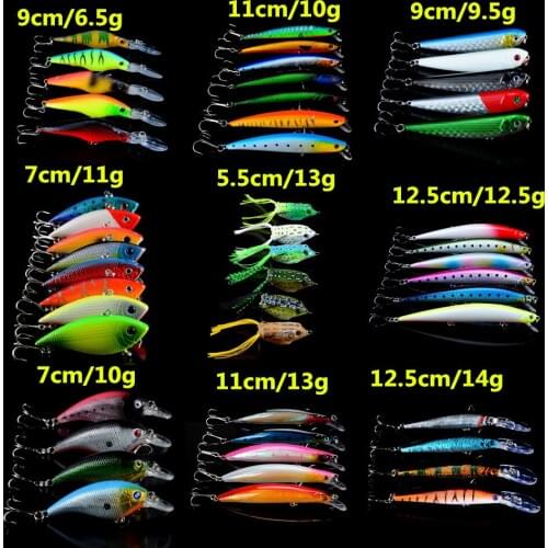 50pcs/lot Fishing Lures Mixed 9 Models Wobblers Fishing Tackle 50 Colors Hard Baits Bass Crankbait Lifelike Fake Fish bati Pesca
