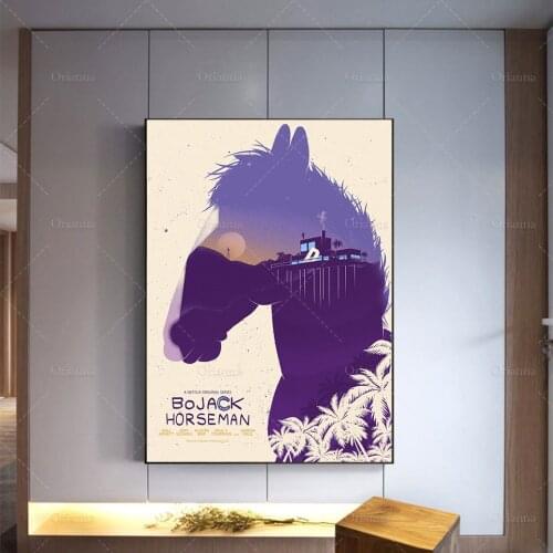 Abstract Purple Horse Scenery BoJACK HOR SE MAN Wall Art Canvas Painting Modern Home Decor Prints Poster Modular For Living Room