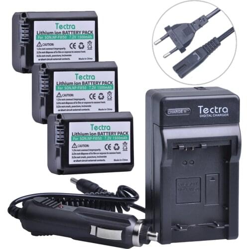 3PCS NP-FW50 NPFW50 NP FW50 Battery + Digital Charger for Sony Alpha a7 a7 II a7R a7R II a7S a7S II a5000 a5100 a6000 Battery