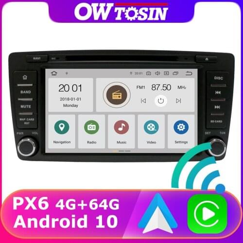 PX6 4+64G Car Multimedia Player For Skoda Octavia 2009-2015 GPS Navigation Wireless Carplay Android 10 TDA7850 Radio Auto Stereo