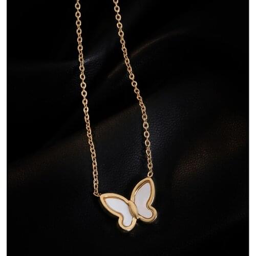 Butterfly Necklace For Women Gold Stainless Steel Shell Pendant Charms Choker Women jewelry Gift