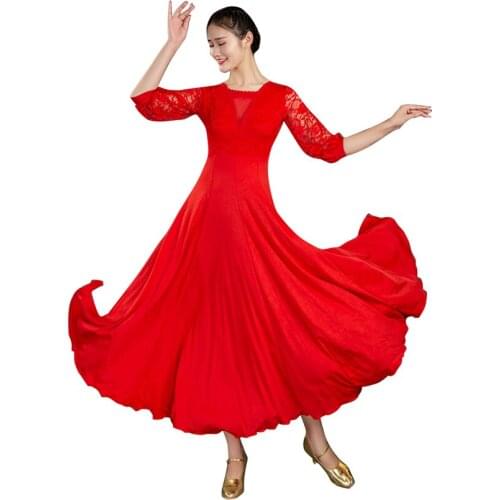 White women standard Ballroom Dance Dress waltz dress for ballroom Dancing Tango Dance costumes Spanish Flamenco Dress