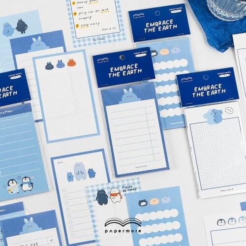 Kawaii Memo Pad Animals Embracing Earth Series Handbook message Index Posted It Planner Stationery School Supplies Paper Sticker