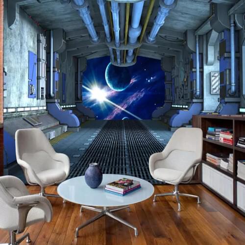 Kids Room Wall Cloth Mural Personal spaceship capsule Photo Wallpaper Childrens Room 3D Self Adhesive Vinyl/Silk Wall Painting