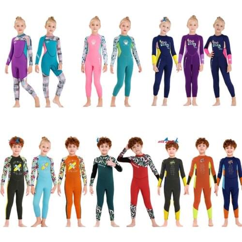 Kids Wetsuit, 2.5mm Neoprene Thermal Swimsuit, Youth Boys Girls One Piece for Scuba Diving Surf Swim Full Body Bathing Suits