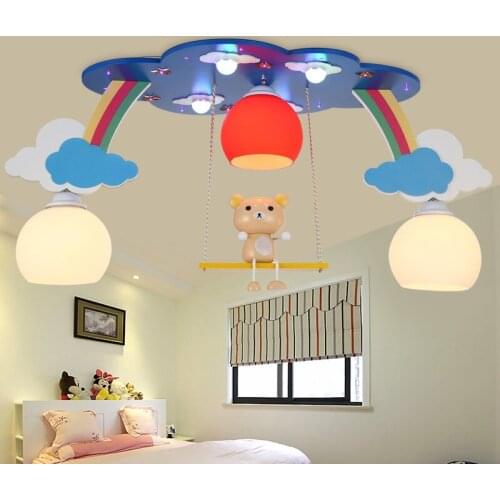 Children bedroom bedroom LED ceiling light warm boy girl eye care cartoon rainbow bear lighting Swing ZL201