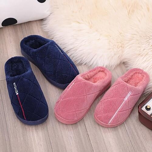 Striped Soft Bottom Home Slippers Cotton Warm Shoes Women Indoor Floor Slippers Non-slips Shoes For Bedroom House Men Slippers